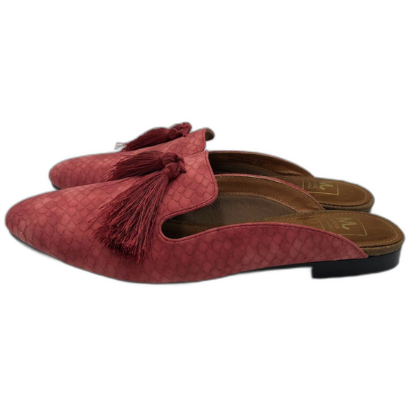 Mark Jenkins Women's Pink Slip on Mules Tasseled 7/37 Pointed Toe Flats Comfort - Picture 4 of 13